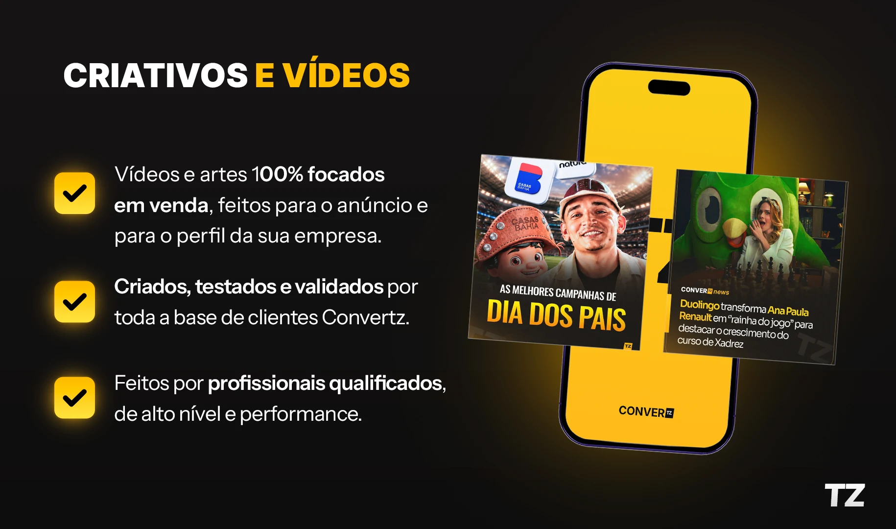 Serviço de criativos e vídeos
